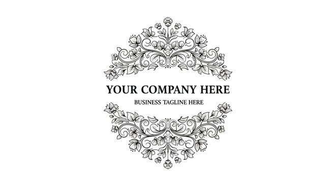 Elegant Floral Monogram with Company Name Placeholder