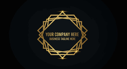 Elegant Gold Geometric Logo Design with Company Text