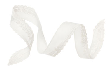 White organza ribbon with embroidered lace