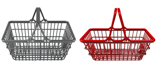 Empty shopping basket on transparent background. 3d rendering illustration.