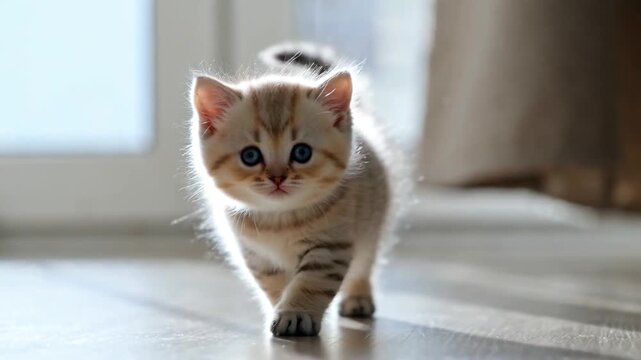 Petit chaton curieux et joueur dans une maison