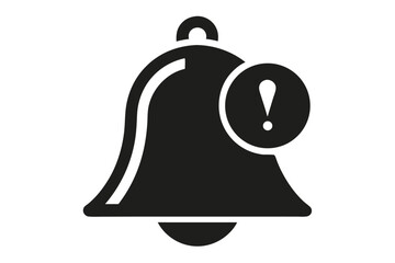 Obraz premium Simple Isolated Alert Bell Icon with Exclamation Mark on White Background