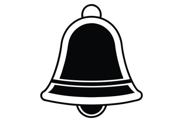 Isolated Bell Vector, Classic Design with Ringer, Black and White on White Background