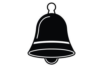 Isolated Black Silhouette Bell With Detailed Outline On White Background