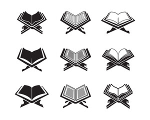 quran set collection pack bundle black shape icon silhouette vector flat illustration design on white background