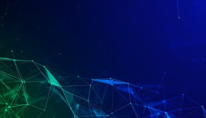 Abstract digital network visualization with glowing nodes and lines.