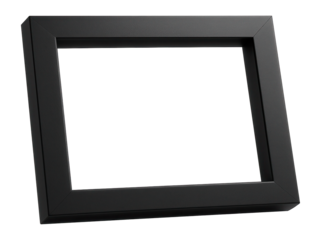 Black plastic frame with wide edges and matte surface