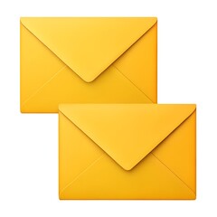 Two yellow envelopes stacked isolated on transparent background