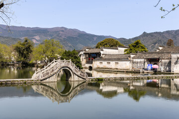 Fototapeta premium Hongcun ancient village in Anhui China was well designed with comprehensive water system was listed as Unesco World Heritage Site in 2000