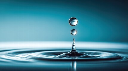Stunning macro shot of water droplets forming a dynamic splash with beautiful reflections