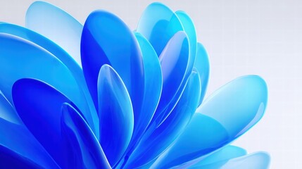 Obraz premium A beautiful abstract flower with vibrant blue, glossy petals on a white background.