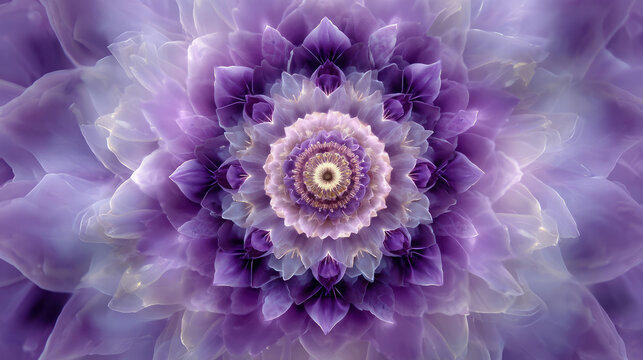 Serene sacred lotus mandala abstract spiritual purple background - Powered by Adobe