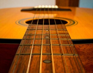 Fototapeta premium Close-up acoustic guitar neck