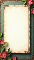 Vintage blank instant photo frame, aged border , paper, place holder