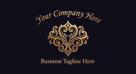 Ornate Gold Decorative Design Element for Logo