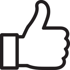 A simple black and white thumbs up icon with a bold outline design