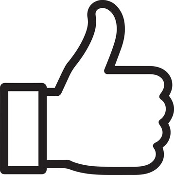 A simple black and white thumbs up icon with a bold outline design