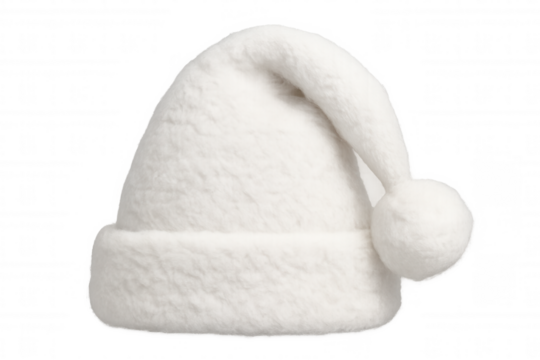 Christmas santa claus white hat floating, providing festive seasonal design element with transparent isolated background - Powered by Adobe