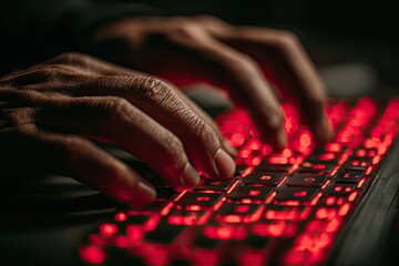 Typing on a Red Illuminated Keyboard in the Dark