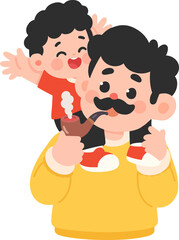 Father Giving Son Piggyback Ride