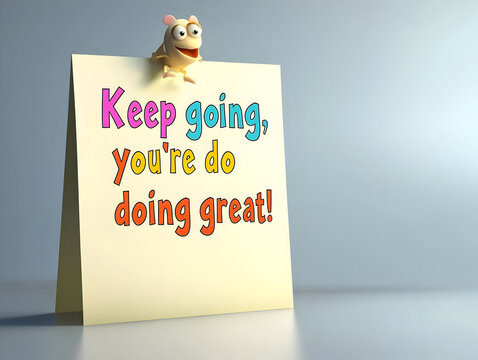 Motivational Cartoon Animal On Sticky Note - Powered by Adobe