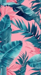 Fototapeta premium Realistic vintage drawing of palm leaves backgrounds tropics pattern.