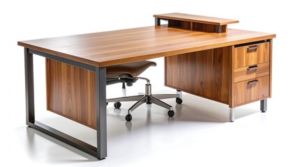 Modern wooden desk with chair