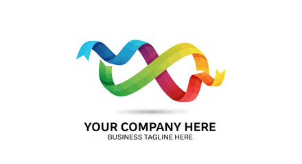 Fototapeta premium Vibrant Rainbow Ribbon Swirl Logo with Gradient Colors and Shadow