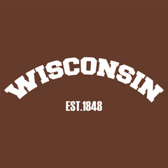Vintage typography college varsity wisconsin state slogan print with grunge effect for graphic tee t shirt or sweatshirt - Vector