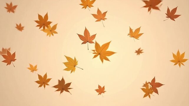 Dynamic autumn leaves falling gently against a warm neutral background, perfect for seasonal projects, creating a cozy inviting atmosphere for fall themes
