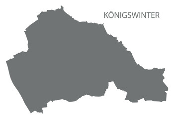 Koenigswinter city map with boroughs grey illustration silhouette shape