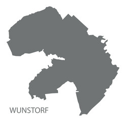 Wunstorf city map with boroughs grey illustration silhouette shape