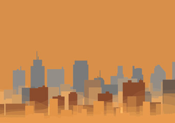 City skyline silhouette with various buildings and skyscrapers.