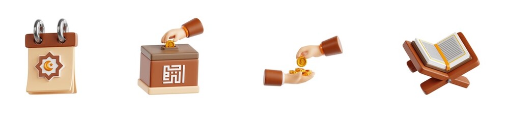 3d icon set celebration ramadan kareem 