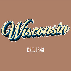 Vintage typography college varsity wisconsin state slogan print with grunge effect for graphic tee t shirt or sweatshirt - Vector