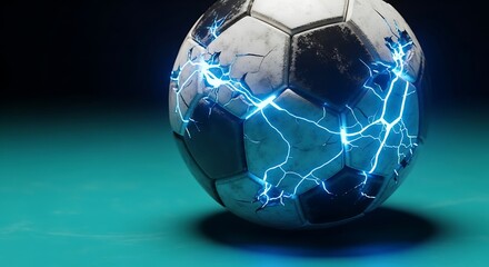Naklejka premium Soccer ball with lightning