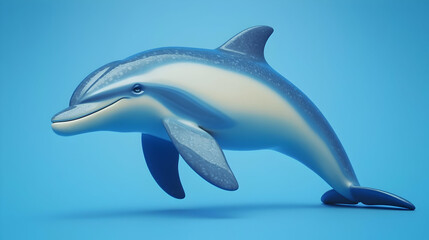 Stylized 3D Dolphin Illustration On Blue Background