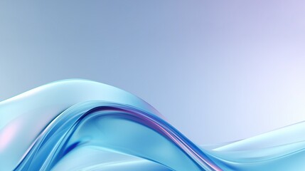 Minimalist modern banner with smooth blue and purple gradient wave shapes, glass texture and soft lighting for elegant tranquil digital marketing or advertising visuals