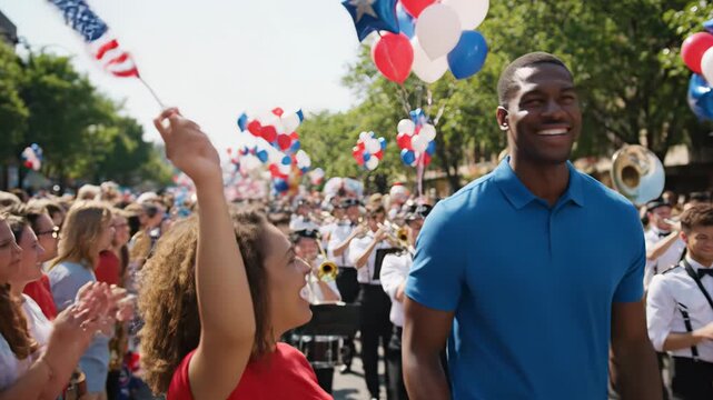 Man smiling in Labor Day parade