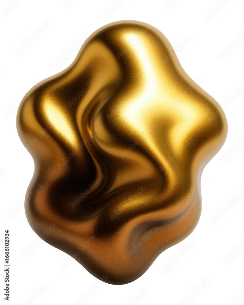 Wall mural blob shape with a metallic gradient in gold and bronze