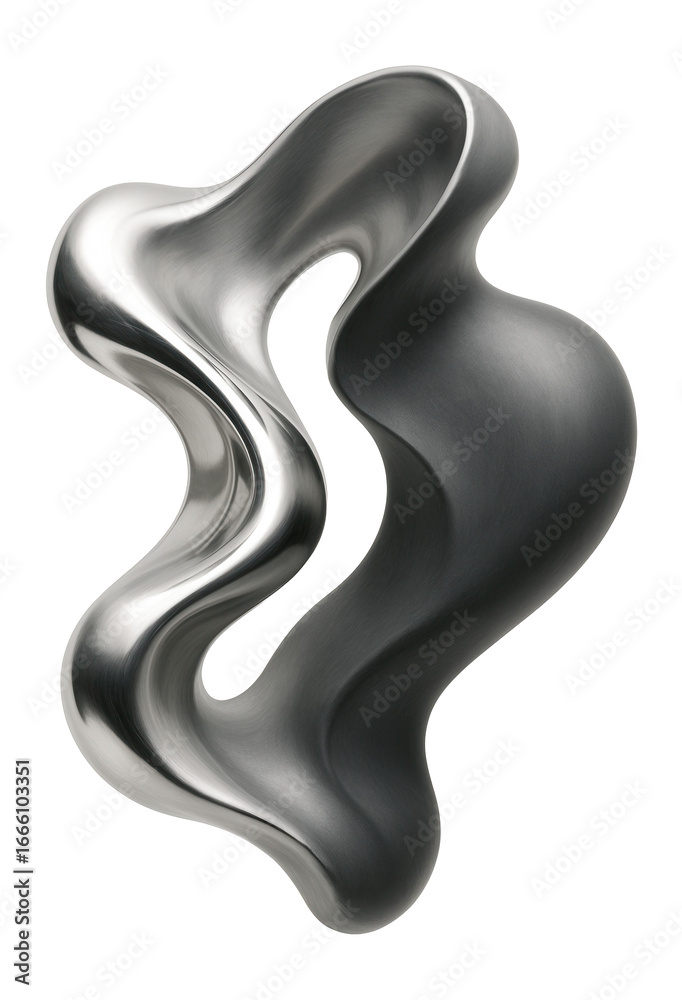 Wall mural abstract form with a gradient from silver to gray