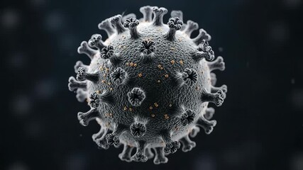 Highly detailed coronavirus particle with spikes and protein molecules - Powered by Adobe