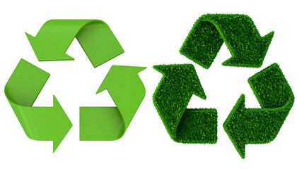 Obraz premium Green Arrows Recycle isolated on transparent background.