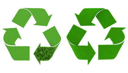 Obraz premium Green Arrows Recycle isolated on transparent background.