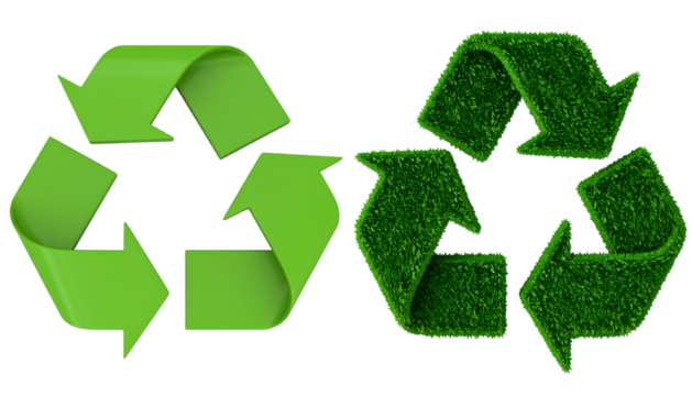 Green Arrows Recycle isolated on transparent background.