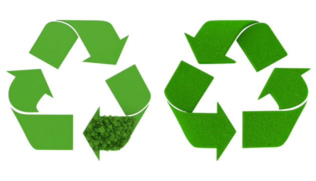 Green Arrows Recycle isolated on transparent background.