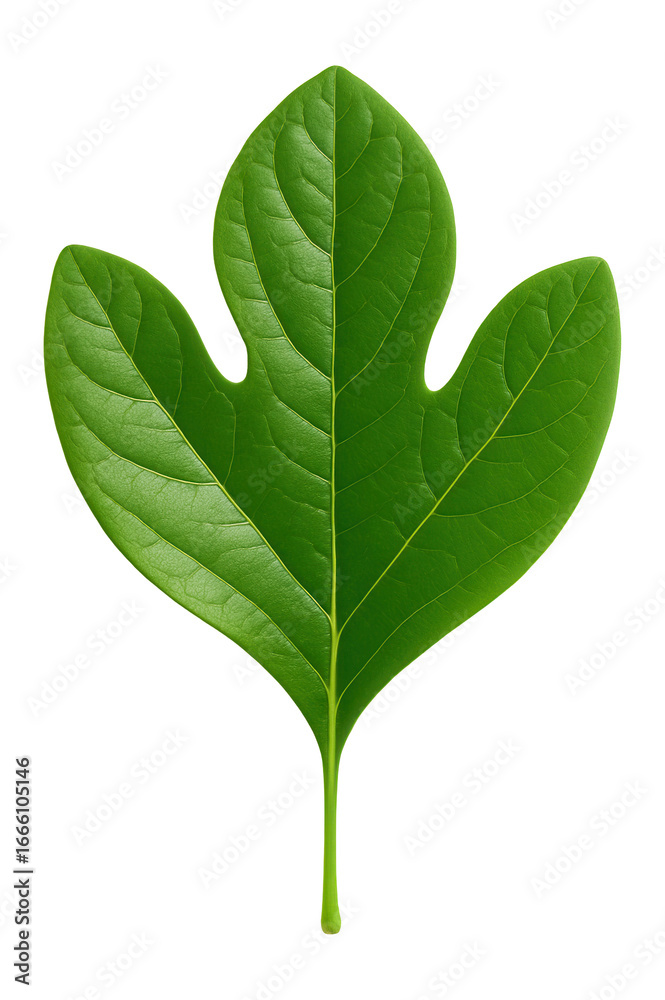 Wall mural sassafras leaf with unique three-lobed shape and smooth texture