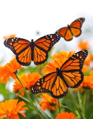 Image of Monarch butterflies on marigold flowers printed on Printed Glass Splashbacks
