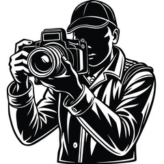 Minimalist Photographer Icon &ndash; Camera Silhouette in Monochrome Style