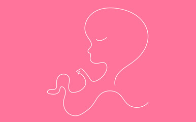 grafica, disegno, feto, bambino,, stilizzato, linea, linea singola,, filo, gravidanza, maternità